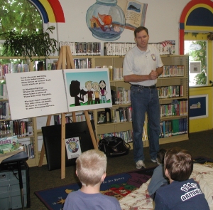 Author Jeff Keller speaks to kids at Manitou Springs Library